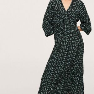MANGO GREEN BLACK FLORAL MAXI DRESS
